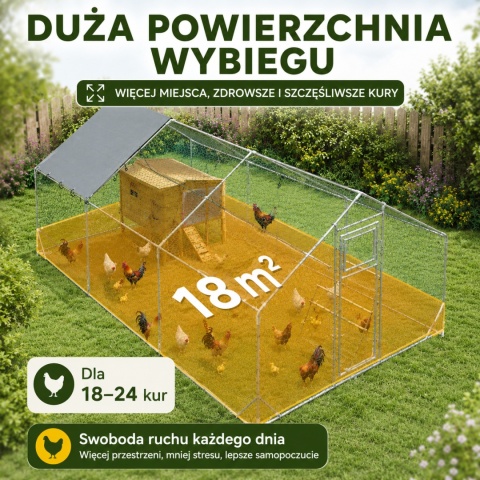Wybieg dla kur kurnik 3x6 m klatka ogrodzenie dla kurczaków kaczek małych zwierząt