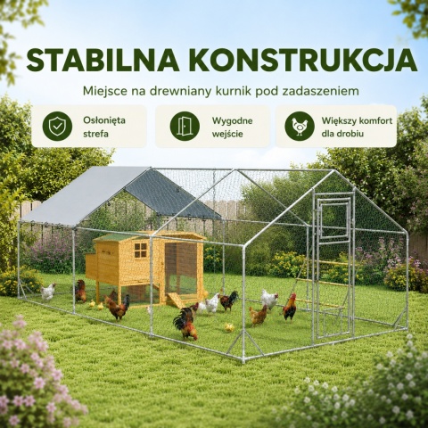 Wybieg dla kur kurnik 3x6 m klatka ogrodzenie dla kurczaków kaczek małych zwierząt