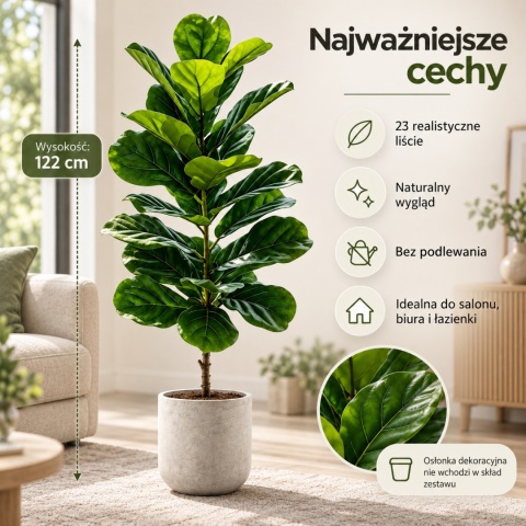 Sztuczne drzewko figowe Figowiec 120cm Wysokie Kwiatek do domu biura